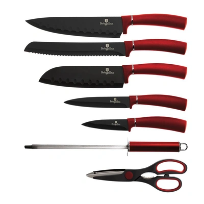 Shop Berlinger Haus 8-piece Knife Set W/ Acrylic Stand Burgundy Collection In Red