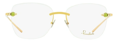 Shop Pomellato Women's Rimless Eyeglasses Pm0071o 005 Gold/green 55mm In White