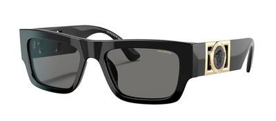 Shop Versace Ve 4416u Gb1/81 Rectangle Polarized Sunglasses In Black