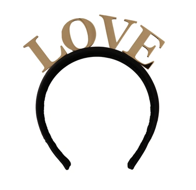 Shop Dolce & Gabbana Brass  Love Diadem One Size Tiara Women's Headband In Black