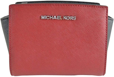 Shop Michael Kors Selma Mini Messenger Leather Bag In Red