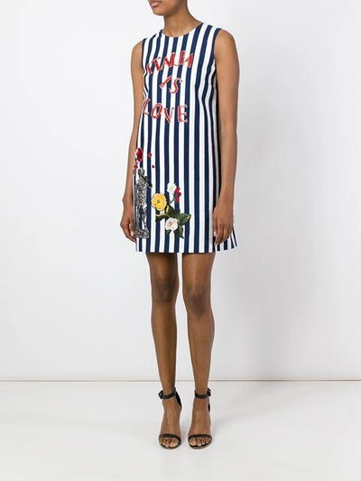 Shop Dolce & Gabbana Italia Embroidery Striped Dress