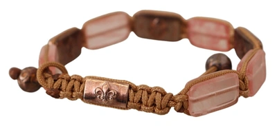 Shop Nialaya Crystals Logo Embellished Adjustable Women's Bracelet In Brown