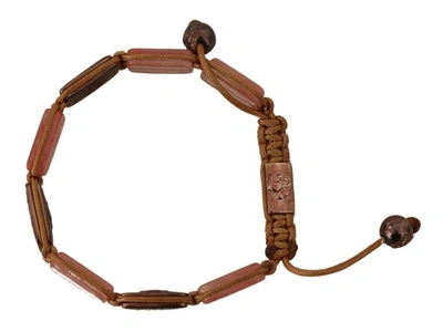Shop Nialaya Crystals Logo Embellished Adjustable Women's Bracelet In Brown