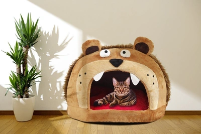 Shop Pet Life 'roar Bear' Snuggle Plush Polar Fleece Fashion Designer Pet Dog Bed House Lounge In Brown
