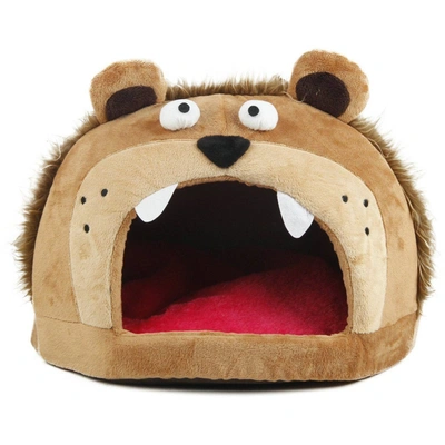 Shop Pet Life 'roar Bear' Snuggle Plush Polar Fleece Fashion Designer Pet Dog Bed House Lounge In Brown
