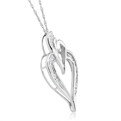 Pompeii3 10k White Gold 1/2ct Tw Real Diamond Heart Pendant Necklace 1" Tall In Silver