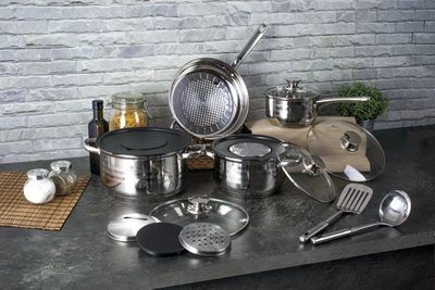 Shop Berlinger Haus 15-piece Stainless Steel Cookware Set Blauman Collection In Multi