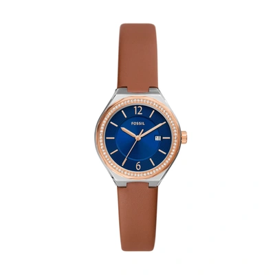 Shop Fossil Women's Eevie Three-hand Date, Stainless Steel Watch In Blue