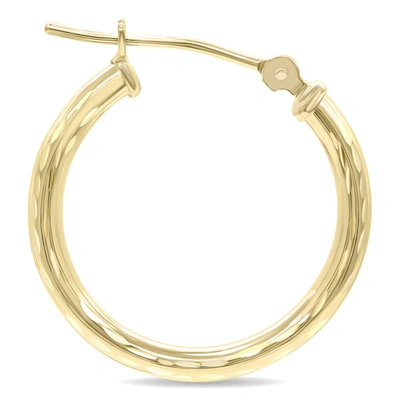 Shop Monary 14k Yellow Gold Shiny Diamond Cut Engraved Hoop Earrings (18mm)
