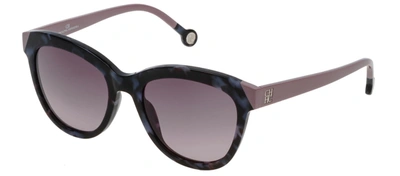 Shop Carolina Herrera She743 0721 Cat Eye Sunglasses In Purple
