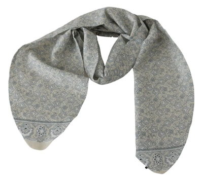 Ermanno Scervino Cotton Beige Blue Fantasy Print Scarf In Beige