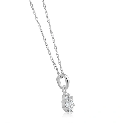 Shop Pompeii3 Small Pave Real Diamond Pendant 10k White Gold 18" Women's Necklace In Silver