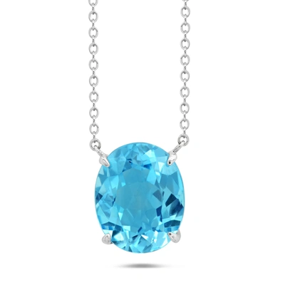 Shop Nicole Miller Sterling Silver With 10x8mm Oval Cut Blue Topaz Necklace, 18"