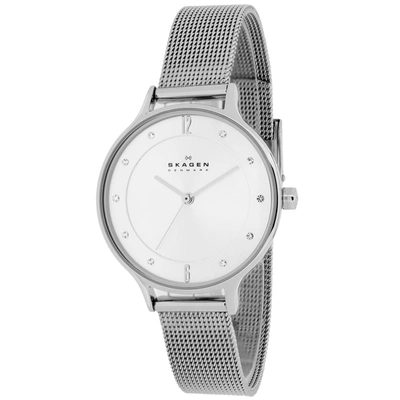 Shop Skagen Women's Silver Dial Watch In White