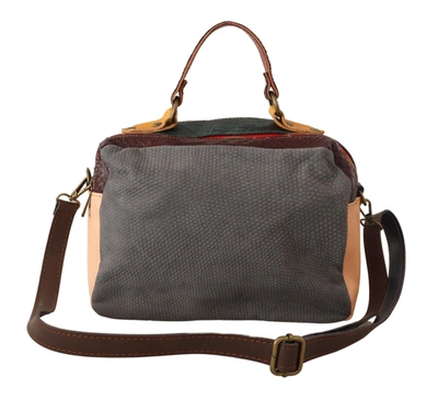 Ebarrito Multicolor Leather Shoulder Strap Top Handle Messenger Bag In Grey