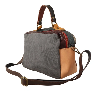 Ebarrito Multicolor Leather Shoulder Strap Top Handle Messenger Bag In Grey