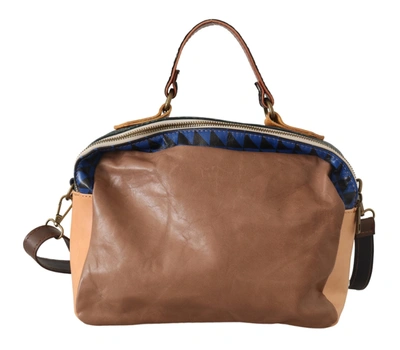 Ebarrito Multicolor Leather Shoulder Strap Top Handle Messenger Bag In Grey