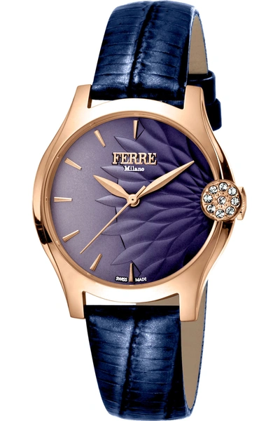 Shop Ferre Milano Women's Fashion 34mm Quartz Watch In Blue
