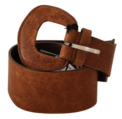 Shop Costume National Leather Fashion Waist Buckle Women's Belt In Brown