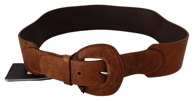 Costume National Brown Leather Fashion Waist Buckle Belt In Brown
