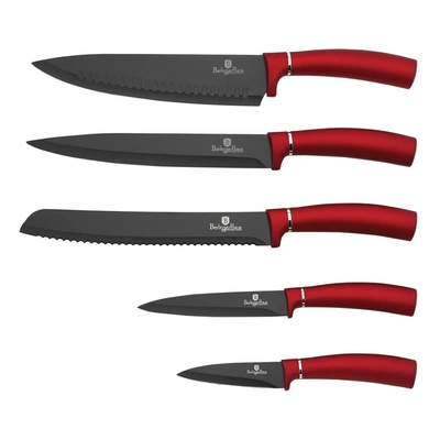 Shop Berlinger Haus 6-piece Knife Set W/ Magnetic Holder Burgundy Collection In Red