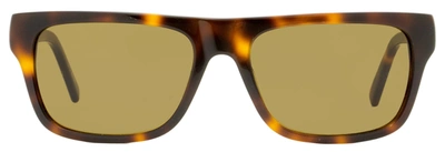 Shop Ermenegildo Zegna Men's Rectangular Sunglasses Ez0132 52j Dark Havana 56mm In Yellow