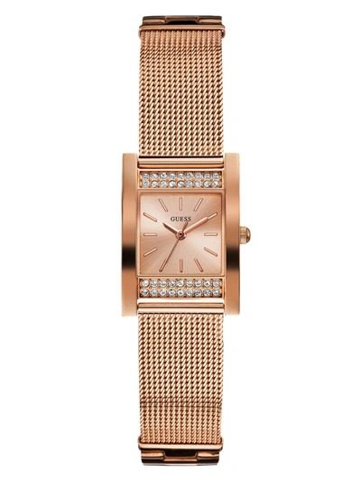 Shop Guess Factory Rose Gold-tone Mesh Analog Watch In Beige