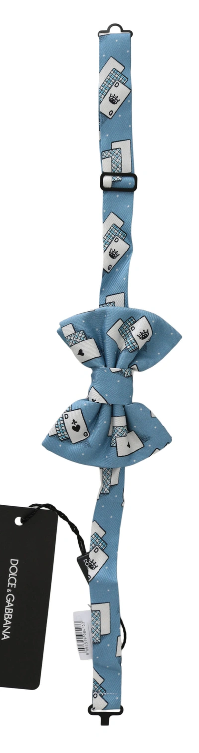 Shop Dolce & Gabbana Deck Of Cards Adjustable Neck Papillon Bow Men's Tie In Blue