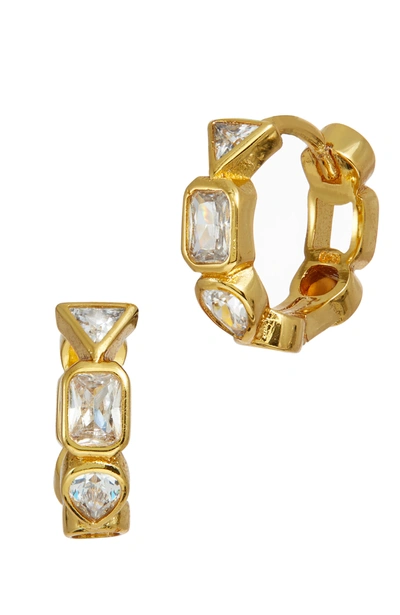 Shop Savvy Cie Jewels 14k Multi Stone Hoop Earrings In Gold