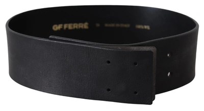 Shop Gf Ferre' Genuine Leather Wide Logo Waist Women's Belt In Black