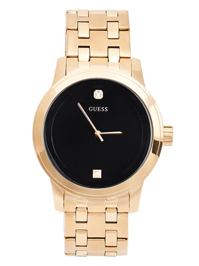 Shop Guess Factory Black And Gold-tone Diamond Dress Watch