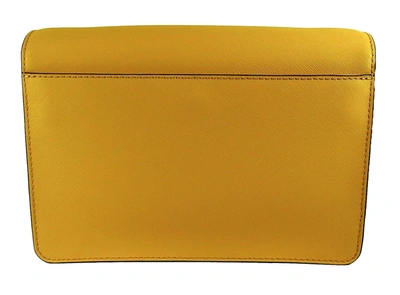 Shop Michael Kors Daniela Gusset Crossbody Leather Bag In Yellow