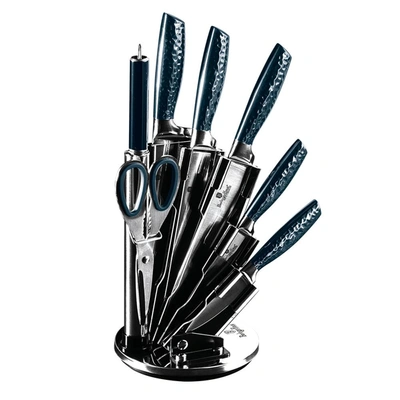 Shop Berlinger Haus 8-piece Kitchen Knife Set With Acrylic Stand In Blue