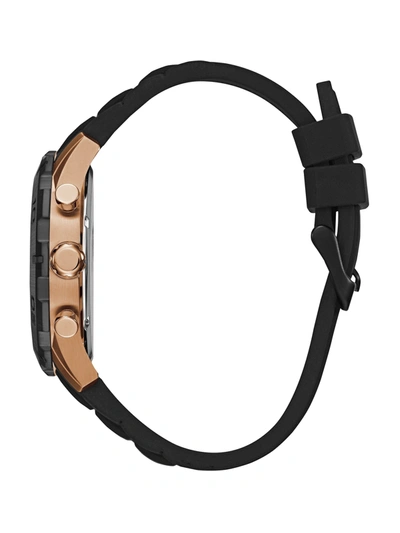 Guess Factory Black And Rose Gold-tone Silicone Watch