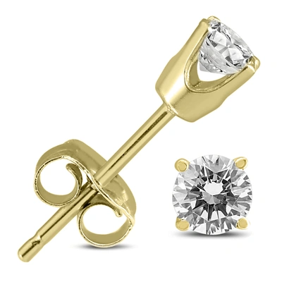 Shop Monary 3/8 Carat Tw Round Diamond Solitaire Stud Earrings In 14k Yellow Gold