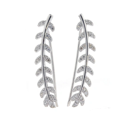 Shop Adornia Crystal Leaf Ear Climber Earrings Silver