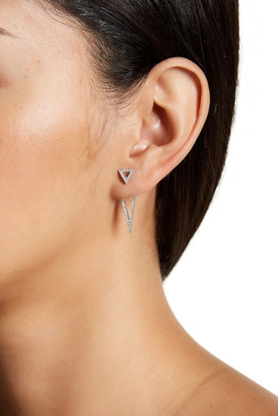 Adornia Crystal Triangle Earring Jacket In Silver