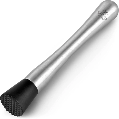 Zulay Kitchen Professional Cocktail Muddler With Grooved Nylon Head In Black