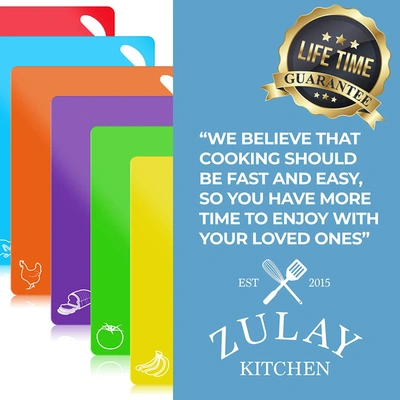 Zulay Kitchen Extra Thick Plastic Cutting Boards Set For Kitchen 6 Pieces In Multi