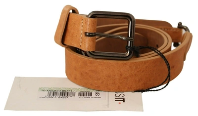 Costume National Light Brown Buckle Waist Belt In Brown