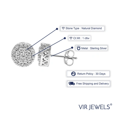 Vir Jewels 1 Cttw Round Diamond Stud Earrings In .925 Sterling Silver With Rhodium