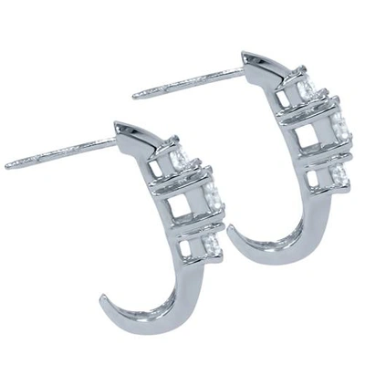 Shop Pompeii3 1ct Three Stone Diamond White Gold Earrings 14k In Silver