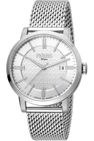 Shop Ferre Milano Men's Fashion 41mm Quartz Watch In Silver