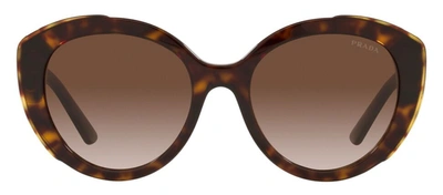Shop Prada Pr 01ys 2au6s1 Oval Sunglasses In Brown