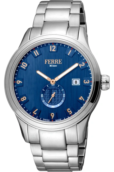 Shop Ferre Milano Men's Fashion 43mm Quartz Watch In Silver