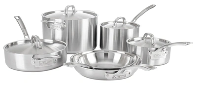 Shop Viking Professional 5-ply Stainless Steel 10 Piece Cookware Set In Silver