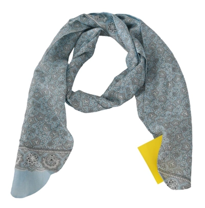 Ermanno Scervino Erno Scervino Light Blue Bandana Wrap Shawl Foulard Scarf In Blue