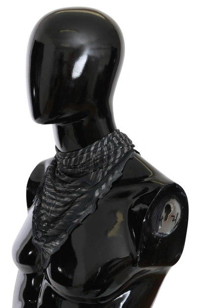 Costume National Black Gray Viscose Foulard Branded Scarf In Black