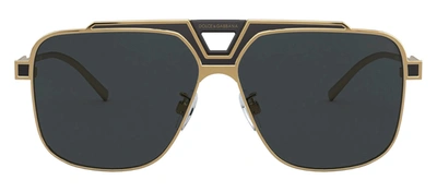 Shop Dolce & Gabbana Dg G2256 133487 Aviator Sunglasses In Gold